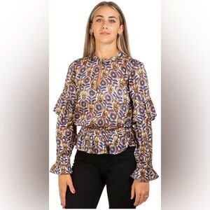 Scotch & Soda Multicolor Floral Blouse with Ruffle Sleeves